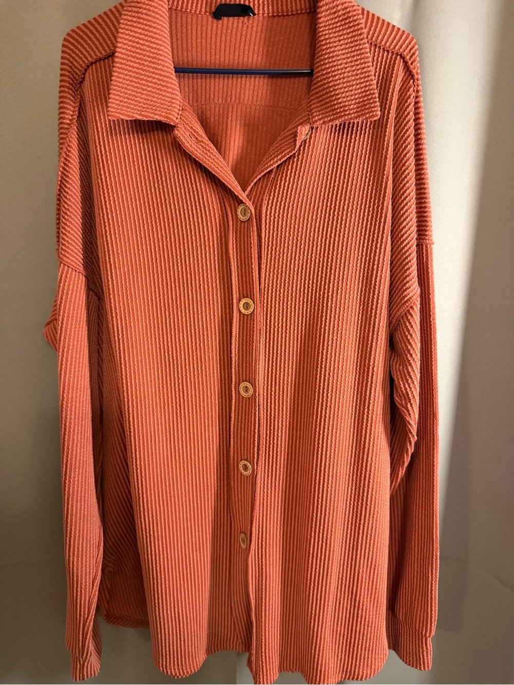 HEIMISH USA Orange Ribbed Button-Front Cardigan